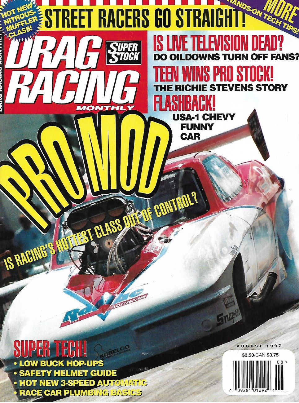 DRAG RACING MONTHLY 1997 AUG PRO MOD, RICHIE STEVENS, LARSONs USA1